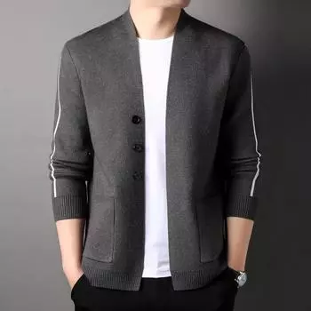 Молодежь и средний возраст Вязаный свитер Кардиган Мужское пальто Осень и зима Новый свободный тренд Вязаный свитер Мужская одежда 170