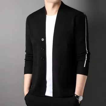Молодежь и средний возраст Вязаный свитер Кардиган Мужское пальто Осень и зима Новый свободный тренд Вязаный свитер Мужская одежда 170