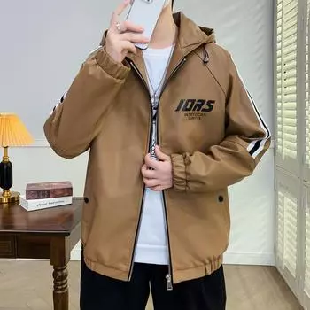 Молодежная куртка из искусственной кожи в гонконгском стиле, осенняя новая мужская универсальная свободная повседневная куртка для мужчин M чёрный