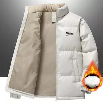 Молодежная однотонная модная универсальная стеганая куртка с воротником-стойкой, утолщенная мужская стеганая куртка, зимняя теплая куртка M