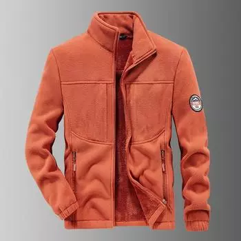 Молодежная повседневная мужская куртка с теплым верхом, свободная флисовая утолщенная куртка M чёрный