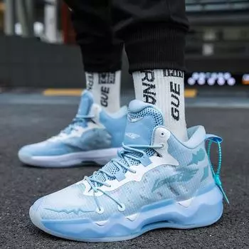 Молодежная прочная дышащая баскетбольная обувь для мужчин, студенты, нескользящая, с высоким верхом, амортизирующая спортивная обувь 40