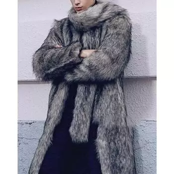 Молодежное серое хлопковое тонкое пальто с утолщенным повседневным мехом S серый