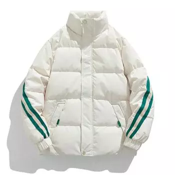 Молодежное зимнее пальто из белого утиного пуха с воротником-стойкой, повседневное, свободное, однотонное M