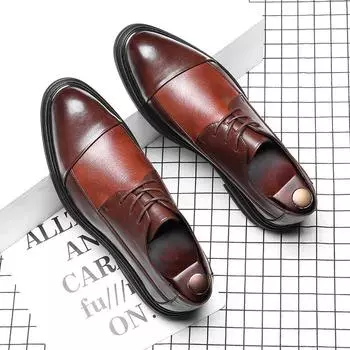 Молодежные британские заостренные кожаные туфли для мужчин, деловые, модные, дышащие, костюмные, мужские свадебные туфли M22-G 42 чёрный