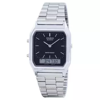 Молодежные кварцевые аналогово-цифровые часы Casio AQ-230A-1DHDF AQ230A-1DHDF Мужские часы чёрный