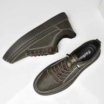 Молодежные подростковые мужские кроссовки, новые легкие повседневные туфли, дышащая мужская обувь, модная кожаная мужская обувь для скейтбординга, спортивные туфли на плоской подошве 37 чёрный