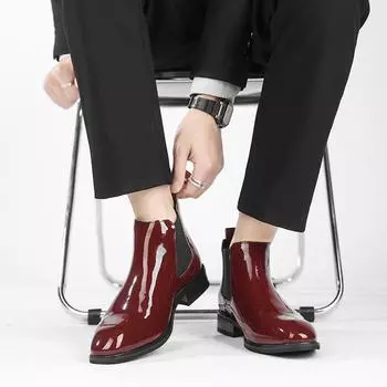 Молодежные последние тенденции в британском стиле, ботинки «Челси», мужские деловые туфли на толстой подошве, гладкие кожаные ботинки до щиколотки 38 чёрный