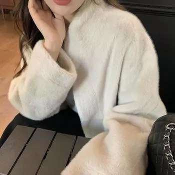 Молодой экологически чистый мех темперамент меховая интегрированная шуба женская норковая флисовая утолщенная длинная шуба с воротником-стойкой ленивый стиль XS (recommended 80-55kg)