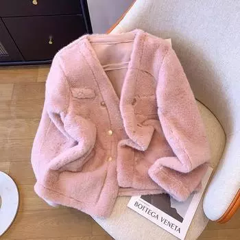 Молодой мех интегрированный мех куртка женская имитация норки плюшевая короткая имитация норки топ зима S