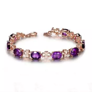 Молодой Роскошный Натуральный Аметист Серебряные Аксессуары 18К Золото Color treasure bracelet (18+3cm