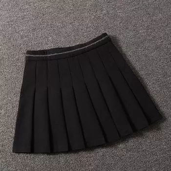 Молодящая юбка А-силуэта плиссе со стразами, черно-белая Black((E16-4)) S