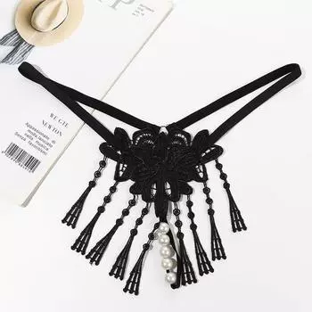 Молодые сексуальные женские трусики-стринги с жемчугом, массажные стринги с вышивкой, нижнее белье, трусики с Т-образным вырезом B