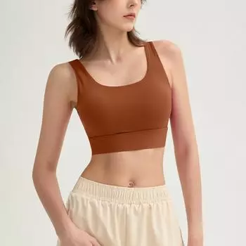 Молодых девушек однотонный цвет чашечки йога нижняя рубашка спортивное нижнее белье жилет XL