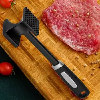 Молоток для мяса, двухсторонний молоток для размягчения мяса, сверхмощный кухонный молоток с пирамидальными зубьями для говядины, курицы, свинины серебряный