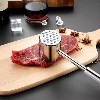 Молоток для размягчения мяса 27 см, бытовой молоток из нержавеющей стали для стейков, кухонный инструмент, прочный, двухсторонний молоток для размягчения мяса