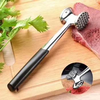 Молоток для размягчения мяса с противоскользящей ручкой, двусторонняя зеркальная полировка, удобная ручка, сверхмощная отбойная молоток