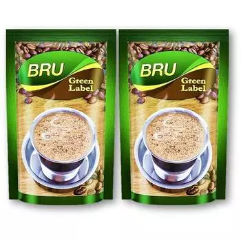 Молотый кофе Bru Green Label | 500 г | Насыщенная и крепкая смесь кофе и цикория (Упаковка из 2 шт.)
