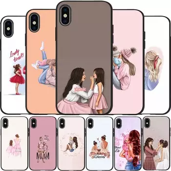 Mom Girl Queen черный силиконовый чехол для телефона iPhone 12 XR XS Max 5 5S SE 2020 6 6S 7 8 PLUS X 11Pro Max11 чехол Shell iPhone 5 5S SE