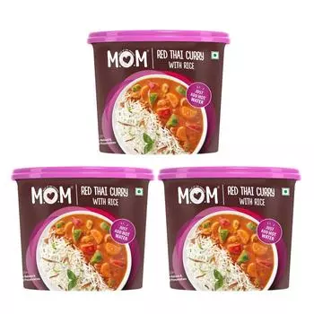 MOM - Meal of the Moment Red Thai Curry Rice, 108г (Пакет из 3) Готов есть Pack of 3