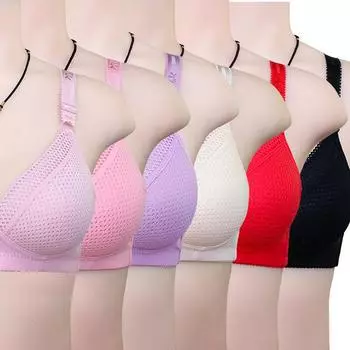 Mom s new thin breathable lace underwear, women s gathering anti-sagging no steel ring fixed cup, middle-aged and elderly bra 34