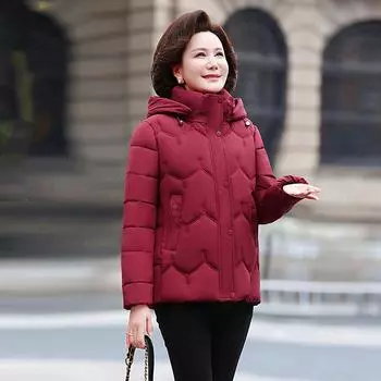 Mom s winter down cotton jacket fattened and enlarged new foreign style jacket women s autumn and winter plus-size middle-aged padded jacket XL
