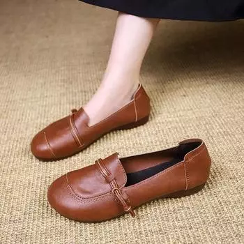 Mom shoes 2024 spring and autumn middle-aged and elderly comfortable soft-soled single shoes women s one-pedal non-slip beef tendon sole round head 35
