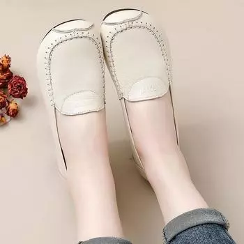 Mom shoes soft sole one pedal single shoes women s autumn comfortable soft beef tendon sole flat sole women s shoes versatile middle-aged single shoes 35 чёрный
