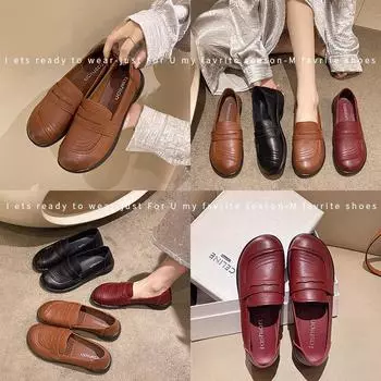 Mom shoes spring and autumn soft-soled single shoes middle-aged and elderly women s shoes small leather shoes retro simple one-pedal flat-soled 36 чёрный
