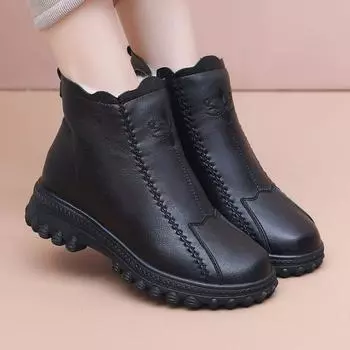 Зимние ботинки для мам, женские, 2024, новые женские хлопковые туфли, короткие ботинки для женщин, пожилые люди, хлопковая обувь, удобная зимняя бархатная хлопковая обувь 35