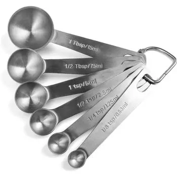 momee Набор из 6 мерных ложек из нержавеющей стали, толстая кухонная утварь, столовая ложка, чайная ложка, жидкий кофе, приправа, компактное хранение