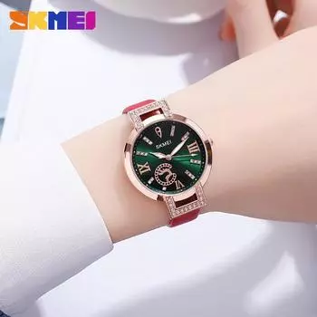 Новые модные женские часы Moment America Christmas Elk поступили в продажу, элегантные кварцевые часы для школьниц с бриллиантами красный