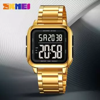 Moment American квадратный металлический стальной ремень электронные часы мужские цифровые электронные часы часы Guangdong серебряный