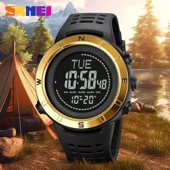 Moment Beauty 2024 Новые мужские электронные часы Спортивные уличные часы с компасом Многофункциональные светящиеся электронные часы серебряный