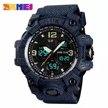 Moment Beauty Camouflage Watch, модные многофункциональные водонепроницаемые электронные часы для спорта на открытом воздухе с двойным дисплеем джинсовый синий