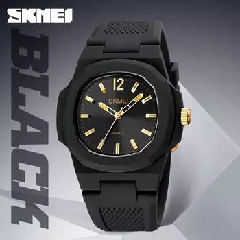 Moment Beauty Creative Classic Hexagonal Student Quartz Watch 1717 Силиконовый ремешок Молодежные водонепроницаемые студенческие часы чёрный