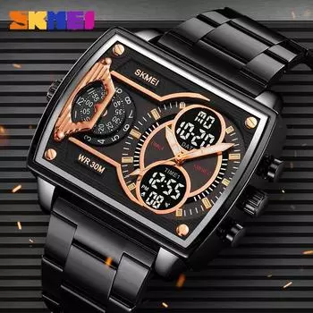 Moment Beauty Explosive электронные часы с квадратным циферблатом, спортивные многофункциональные электронные часы со стальным ремешком, мужские часы