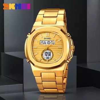 Moment Beauty Explosive Square мужские электронные часы с двойным дисплеем и стальным ремешком, многофункциональные водонепроницаемые спортивные электронные часы