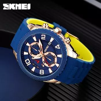 Moment Beauty Fashion Большой циферблат Молодежные часы с силиконовым ремешком Кварцевые часы Три глаза Шесть штифтов Часы Водонепроницаемые часы