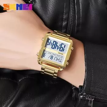 Moment Beauty Fashion Casual Электронные часы Многофункциональные мужские часы Trend Student Outdoor Sports Водонепроницаемые часы серебряный