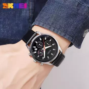 Moment Beauty Fashion Casual Mens Business Watch Водонепроницаемые кварцевые часы с тремя циферблатами и календарем Шэньчжэньские часы