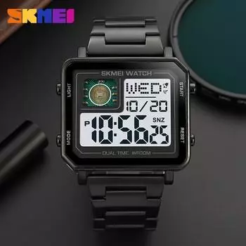 Moment Beauty Fashion многофункциональные мужские электронные часы с большим циферблатом и стальным ремешком для занятий спортом на открытом воздухе водонепроницаемые мужские студенческие часы серебряный