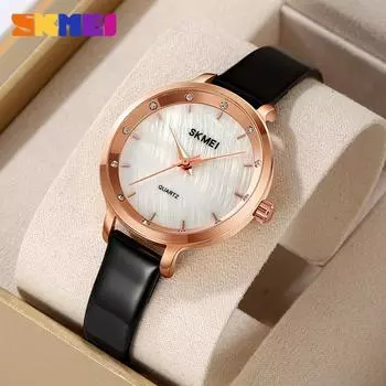 Moment Beauty Fashion Simple Ladies Watch Round Pointer Womens Watch Персонализированные водонепроницаемые женские кварцевые часы