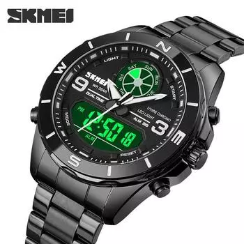 Moment Beauty Fashion Trend мужские часы, спортивные многофункциональные электронные часы с двойным дисплеем, часы из нержавеющей стали красный