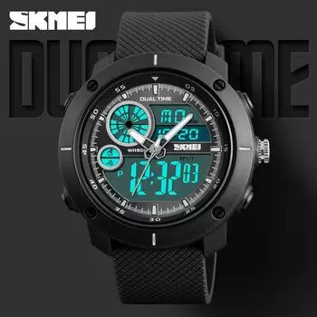 Moment Beauty Fashion включает в себя популярные спортивные часы для мужчин, многофункциональные электронные часы с двумя дисплеями, студенческие водонепроницаемые часы для мужчин. синий