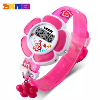 Moment Beauty Lightweight Fashion Hot Sale Not Waterproof Fashion Cute Flower Shaped Children s Electronic Watch Male and Female Student Watch фиолетовый