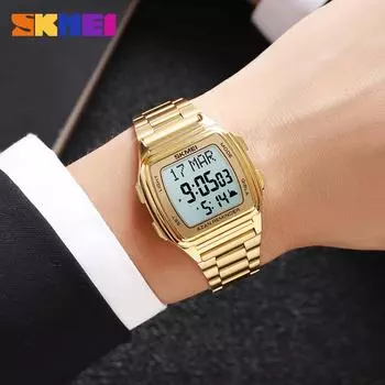 Moment Beauty Многофункциональные мужские часы с указателем направления и функцией закладки Электронные часы Модные квадратные часы со стальным ремешком серебряный