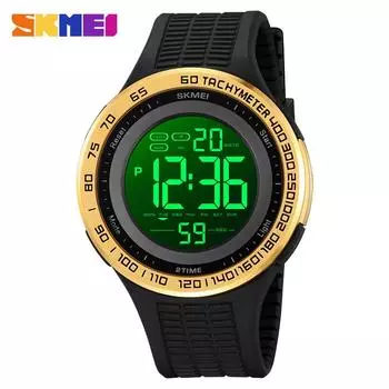 Moment Beauty Мужские электронные часы Модные светящиеся водонепроницаемые многофункциональные студенческие электронные часы Торговец золотой