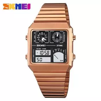 Moment Beauty Мужские электронные часы Мужские квадратные часы Многофункциональные спортивные водонепроницаемые электронные часы с термометром серебряный