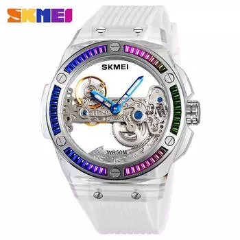 Moment Beauty Мужские часы Механические полностью автоматические мужские часы Силиконовый ремешок полые водонепроницаемые механические часы Турбийон мужские часы чёрный